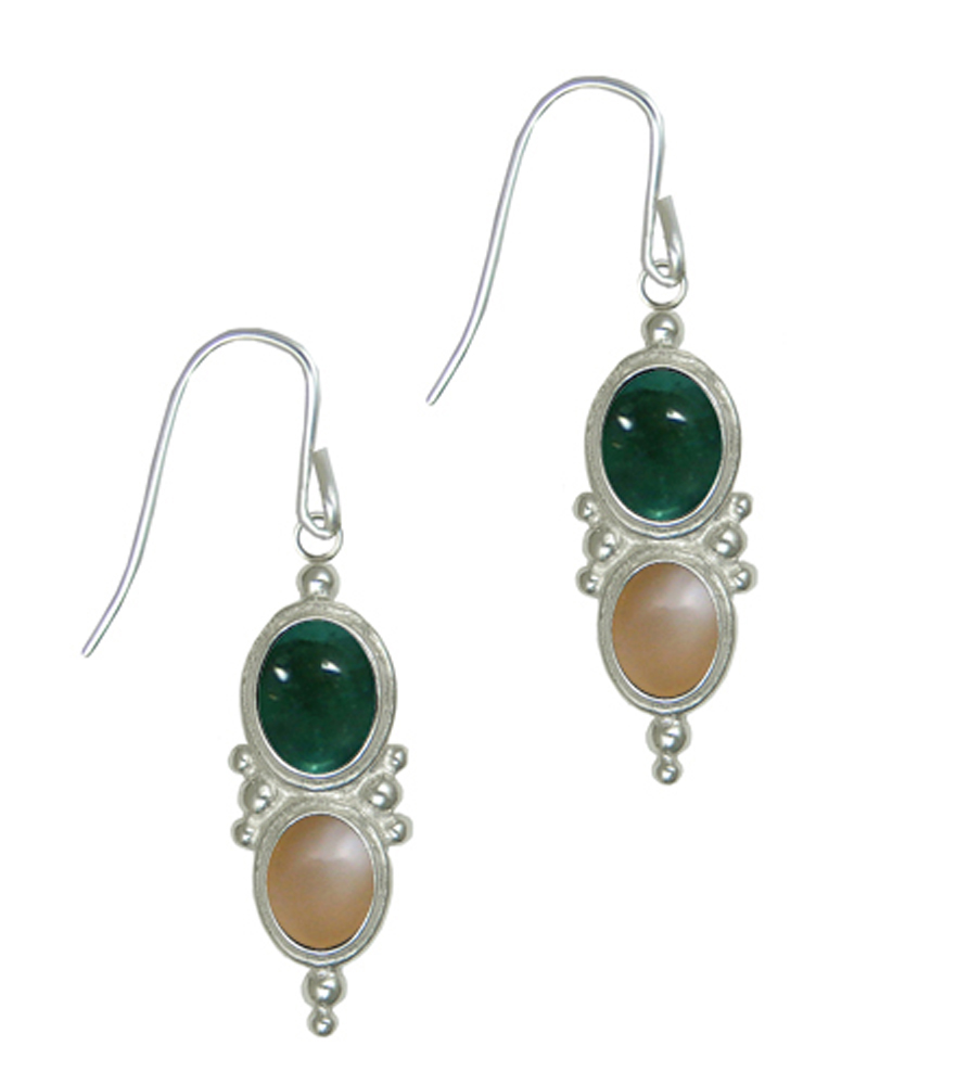 Sterling Silver Drop Dangle Earrings With Fluorite